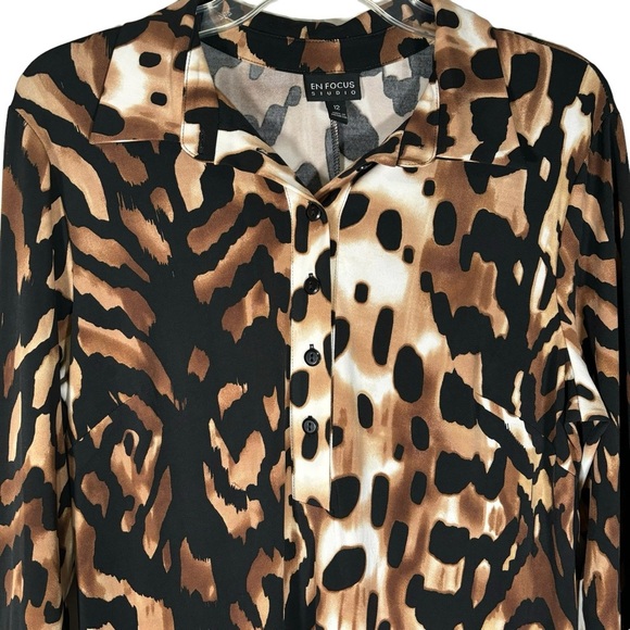 En Focus Studio Women's Animal Print Dress, 3/4 Sleeves, Size 12 - Picture 3 of 13